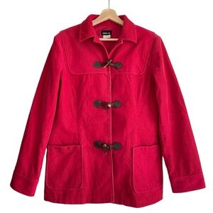 Vintage Leslie Fay Red Corduroy Toggle Button Closure Jacket Coat